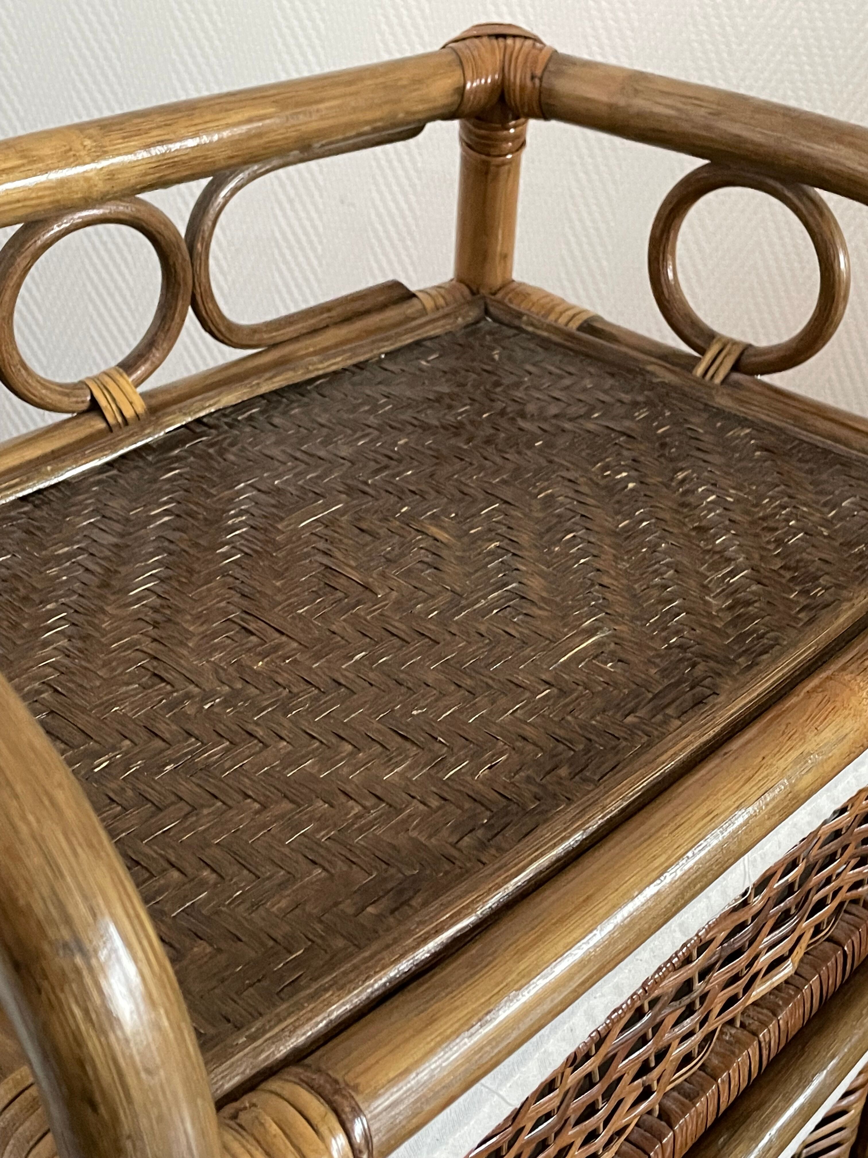 Bamboo and rattan drawer cabinet