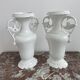 Pair of large 19th century church vases in painted white Paris porcelain
