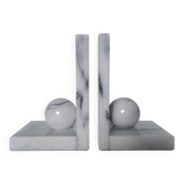 Vintage bookends in grey veined white marble – Minimalist design