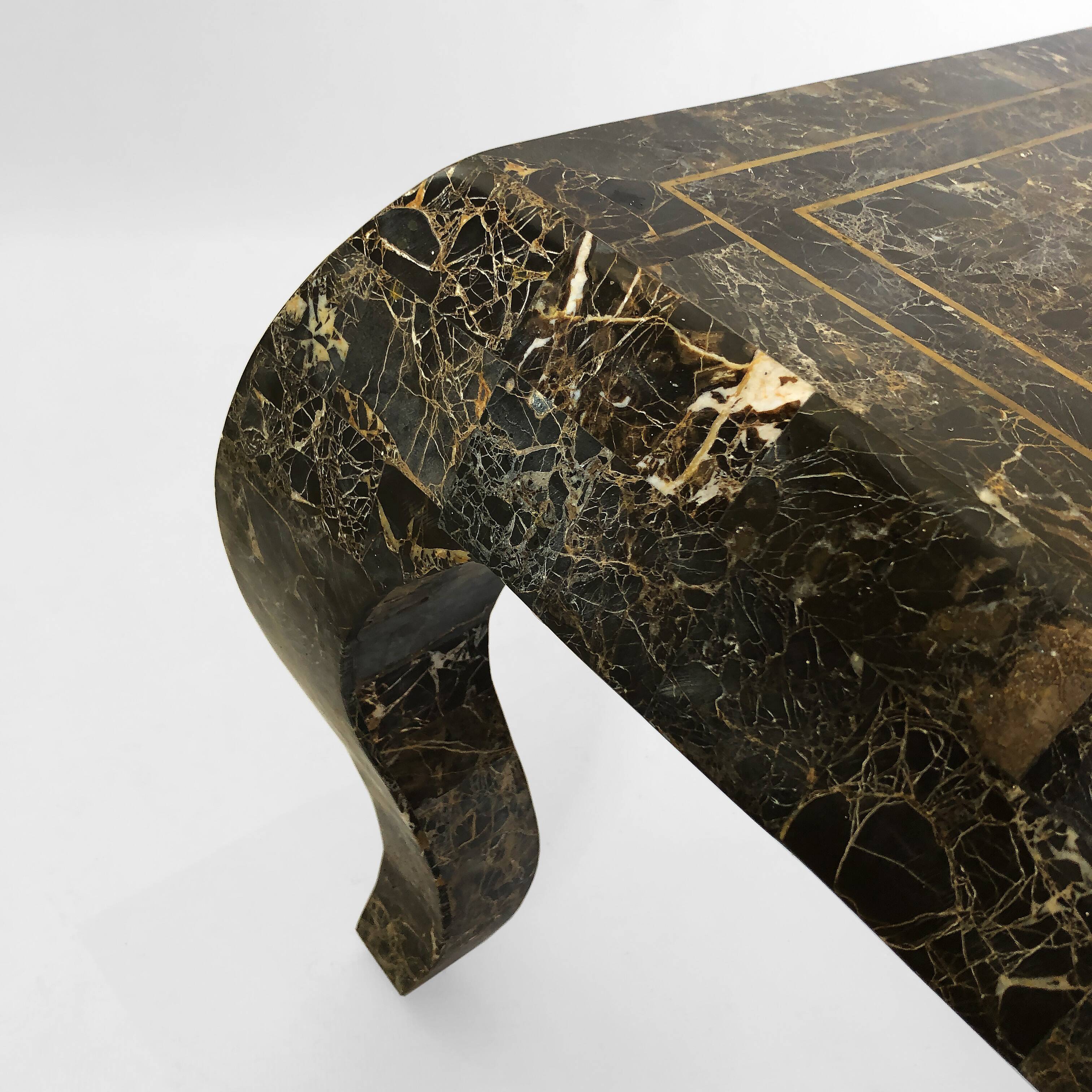 Maitland smith tessellated marble coffee table 1980s vintage usa rare emperador 1970s