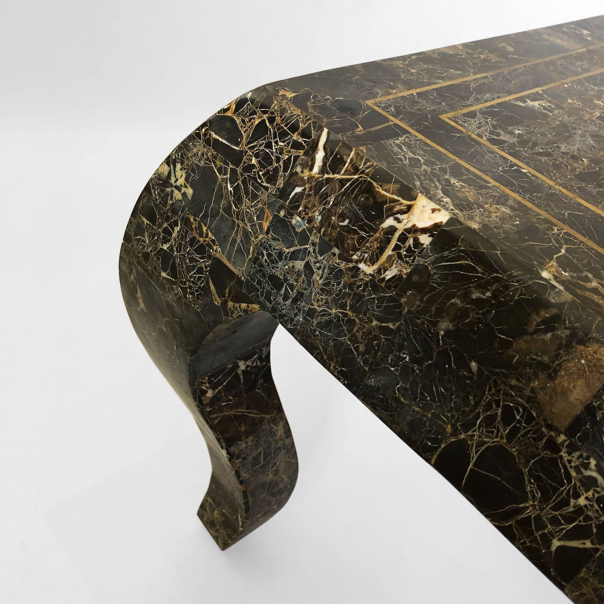 Maitland smith tessellated marble coffee table 1980s vintage usa rare emperador 1970s