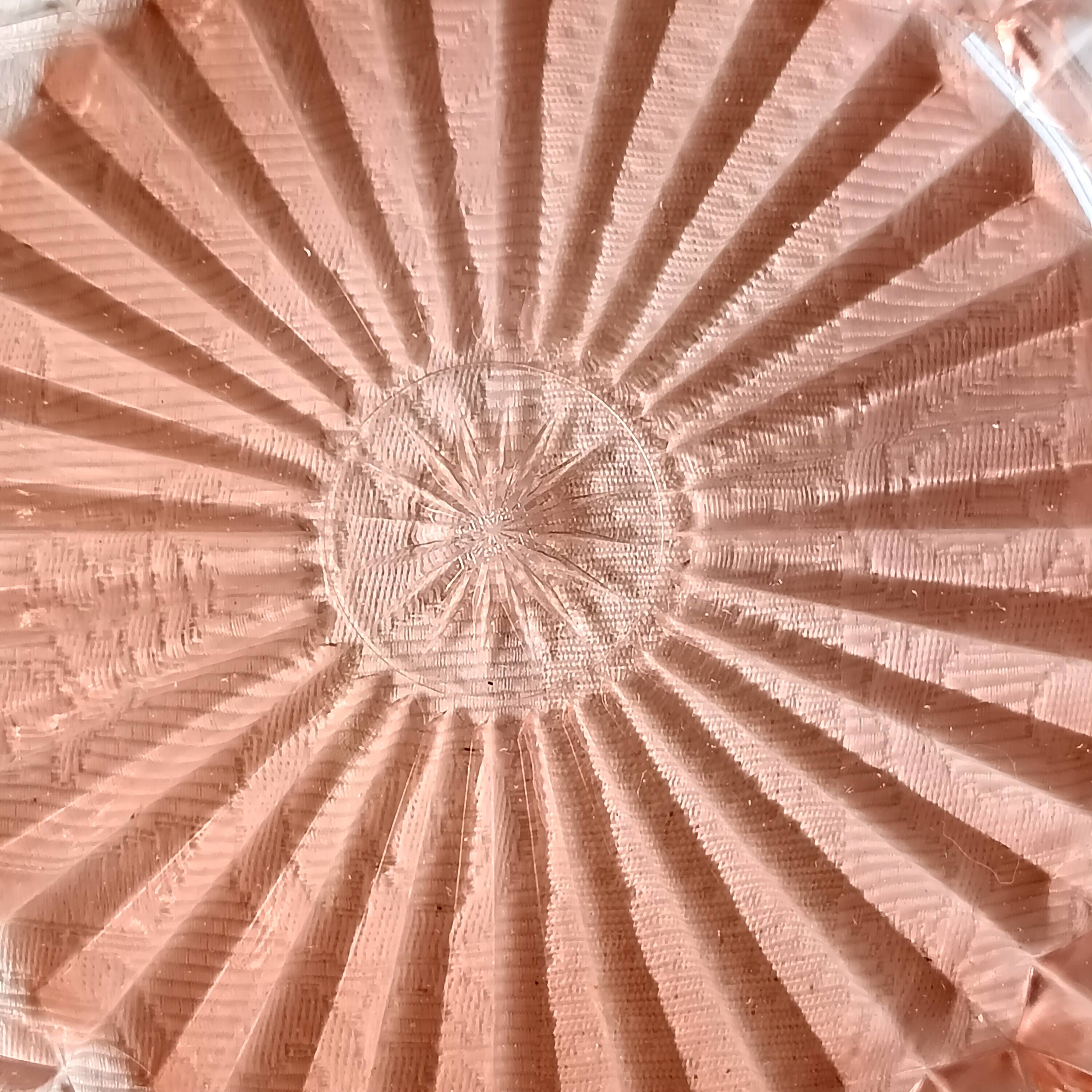 1960 vintage pink moulded glass salad bowl France
