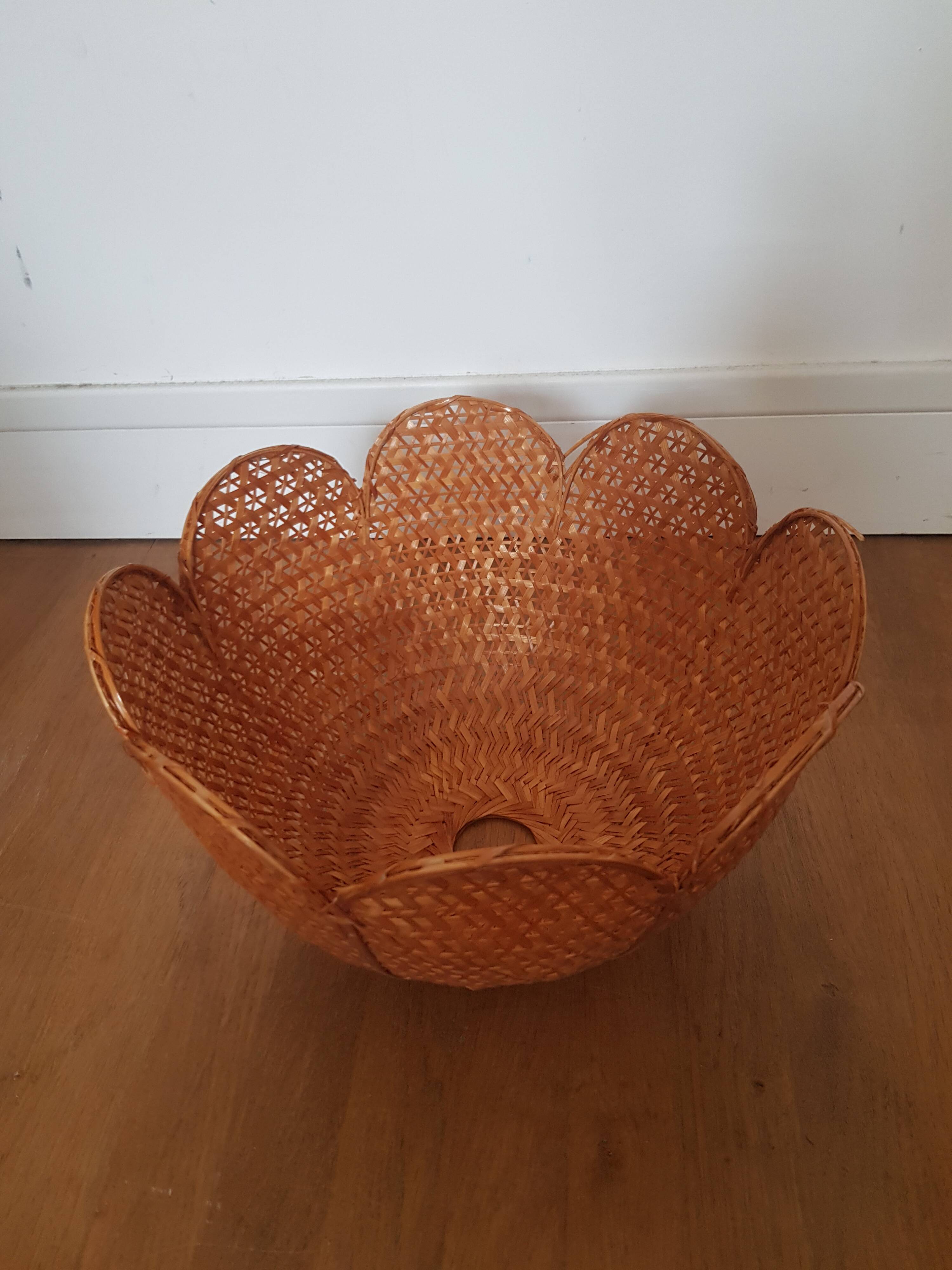 Abat-jour de suspension en rotin