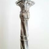 Pair of twisted column candlesticks in silver metal