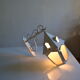 Vintage 1950 wall lamp lantern in wrought iron and glass