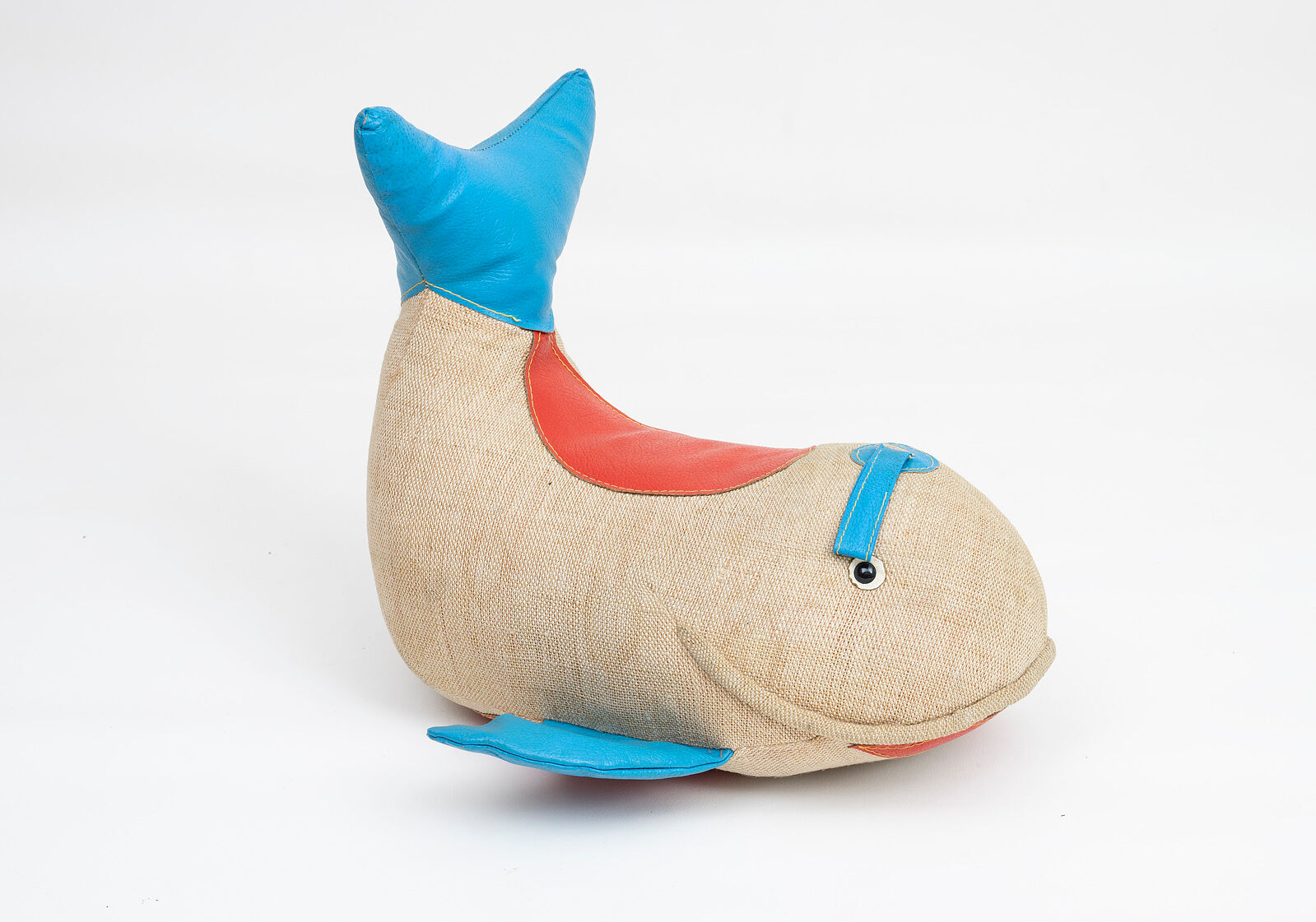 Vintage whale therapeutic toy by Renate Müller for H. Josef Leven, Sonneberg, 1960s