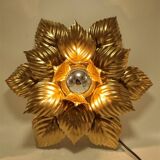 Pair of Masca flower wall lights in gold metal