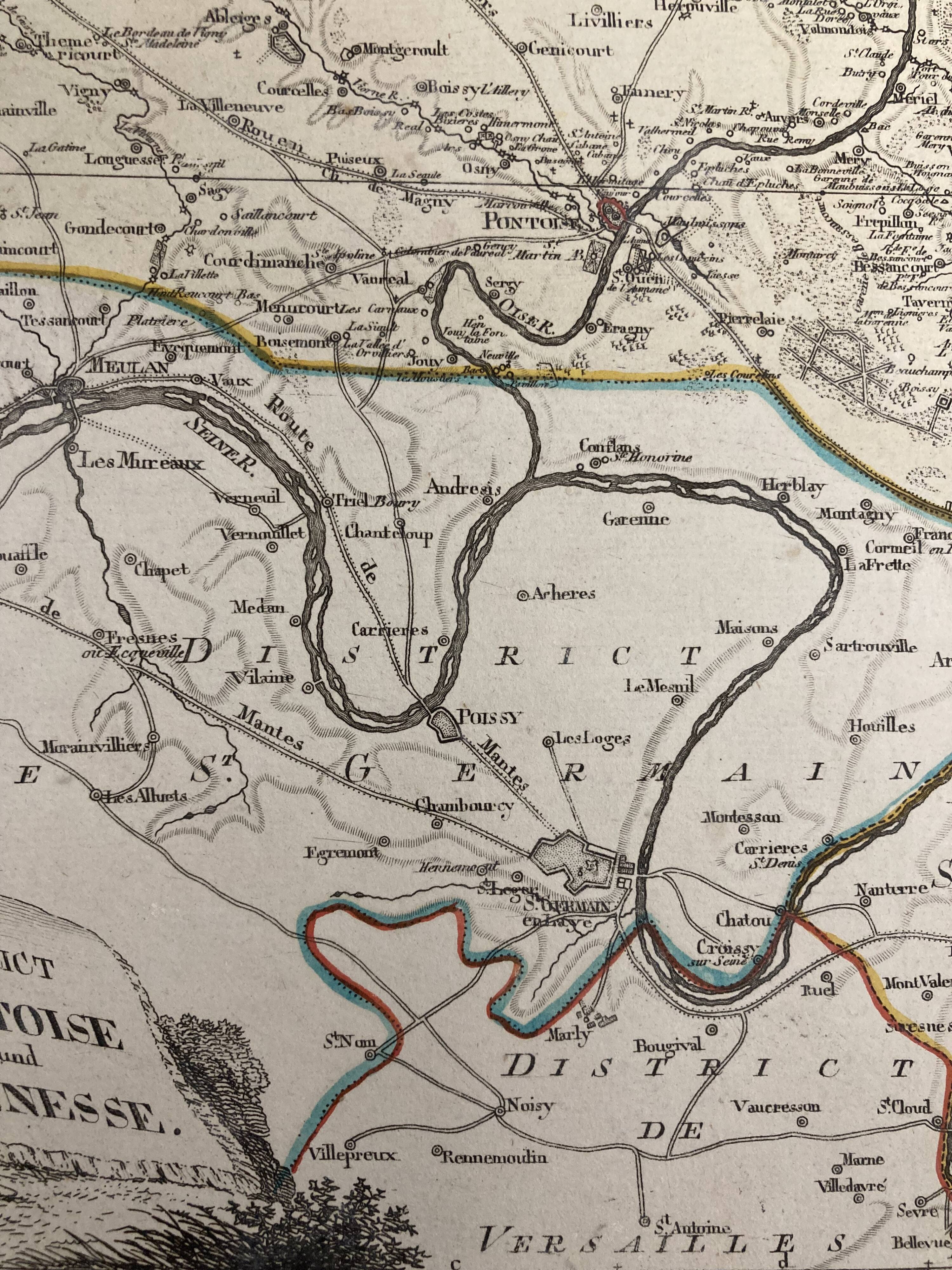 Old map of Pontoise and Gonesse