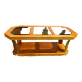 Vintage glass and wood coffee table