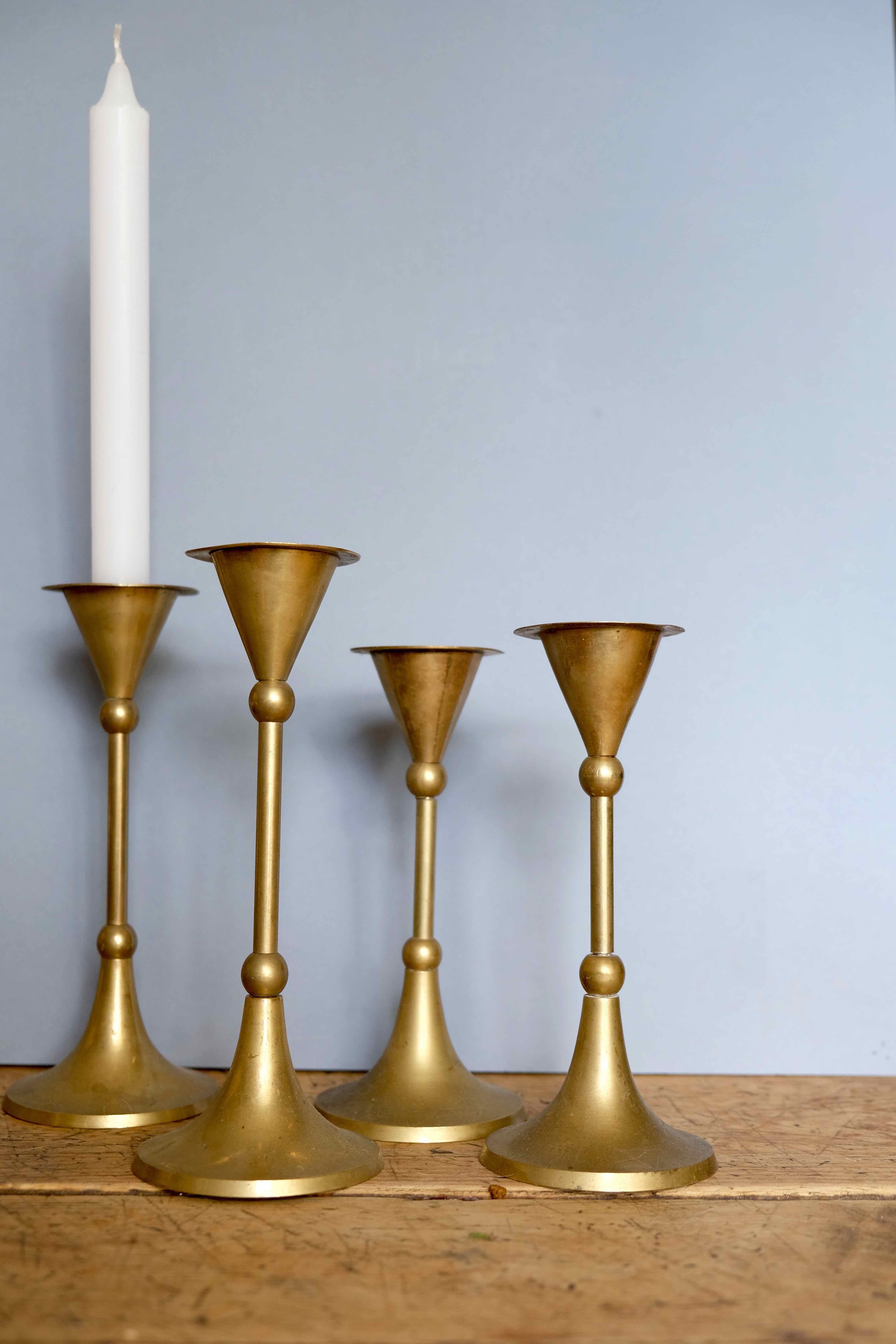 Set of 4 massive brass candlestick vintage