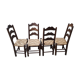 Lot de 6 chaises brutalistes paillées