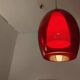 Paire de suspensions coniques en verre teinté rouge