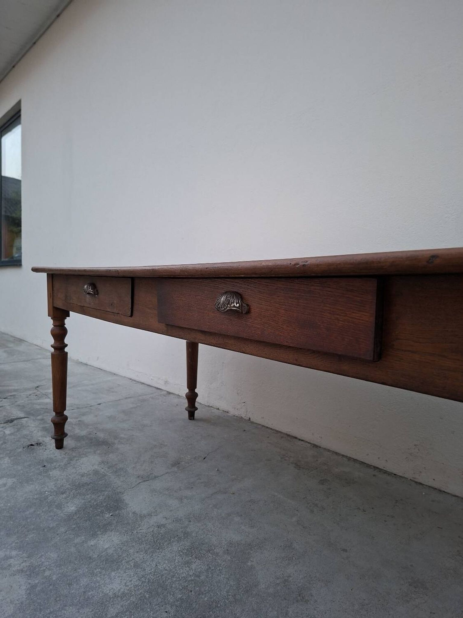Table de métier ancienne, 2 tiroirs, piètements Louis Philippe