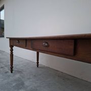 Table de métier ancienne, 2 tiroirs, piètements Louis Philippe