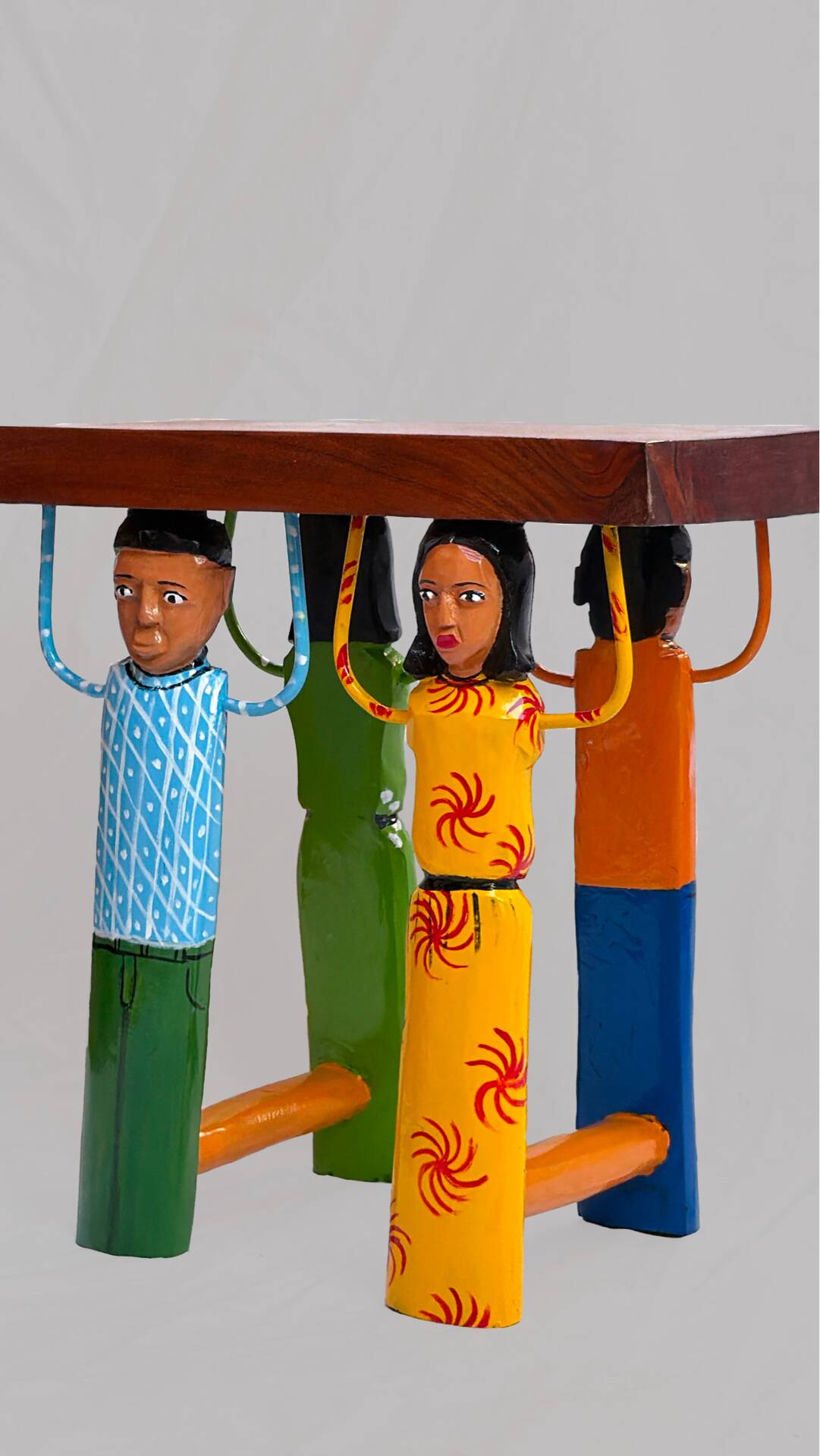 African stool carved and hand-painted – Unique piece from Burkina.