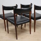 Série de 4 chaises scandinave Danemark en palissandre et skaï, 1960