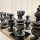 Black and white marble chess