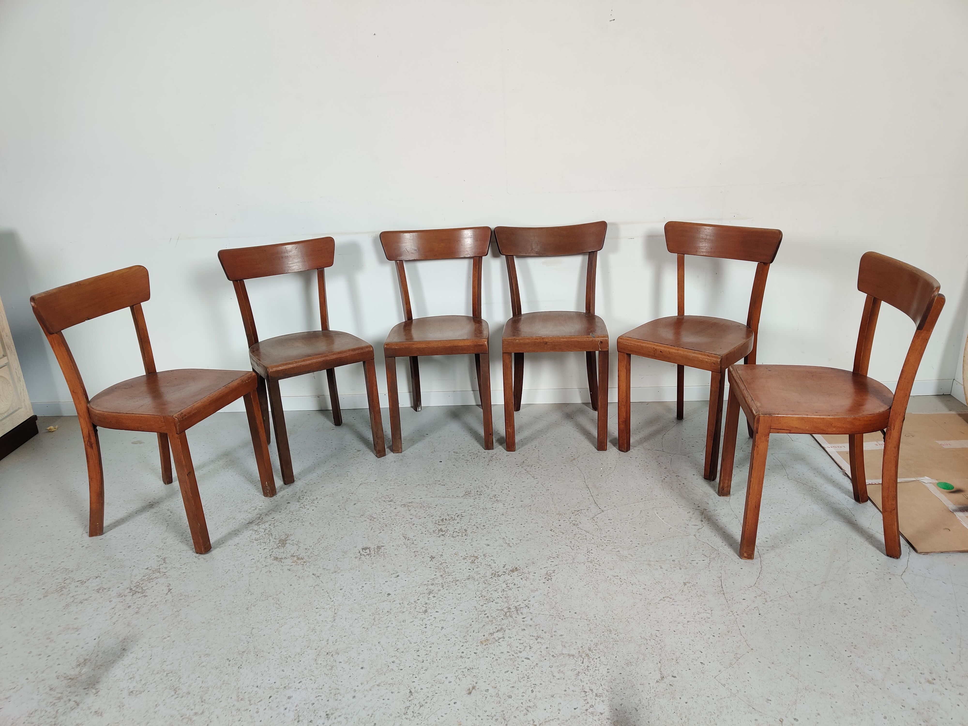 6 vintage bistro chairs, 50s/60s