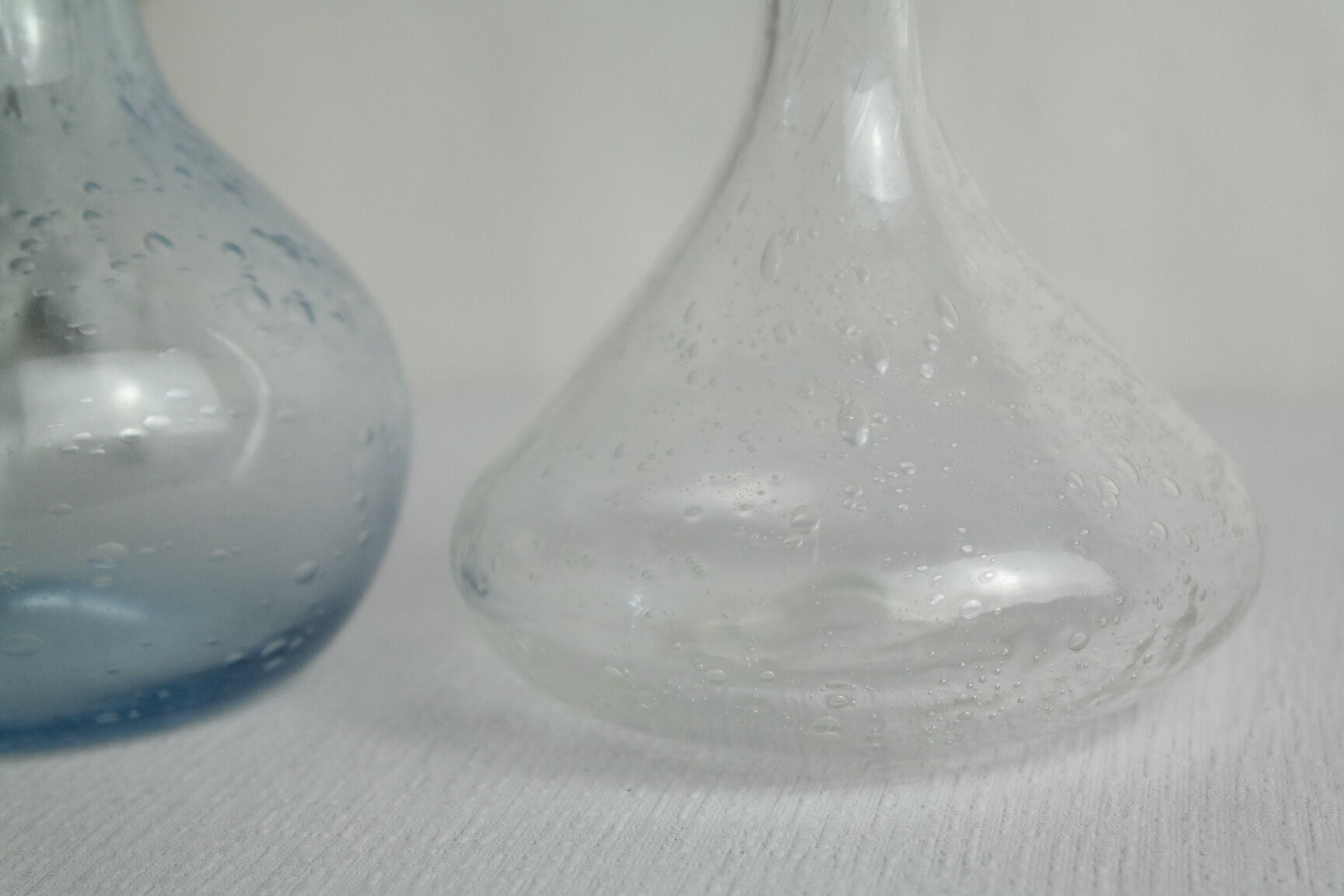 Pair of vintage biot bubbled blown glass soliflores