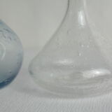 Pair of vintage biot bubbled blown glass soliflores