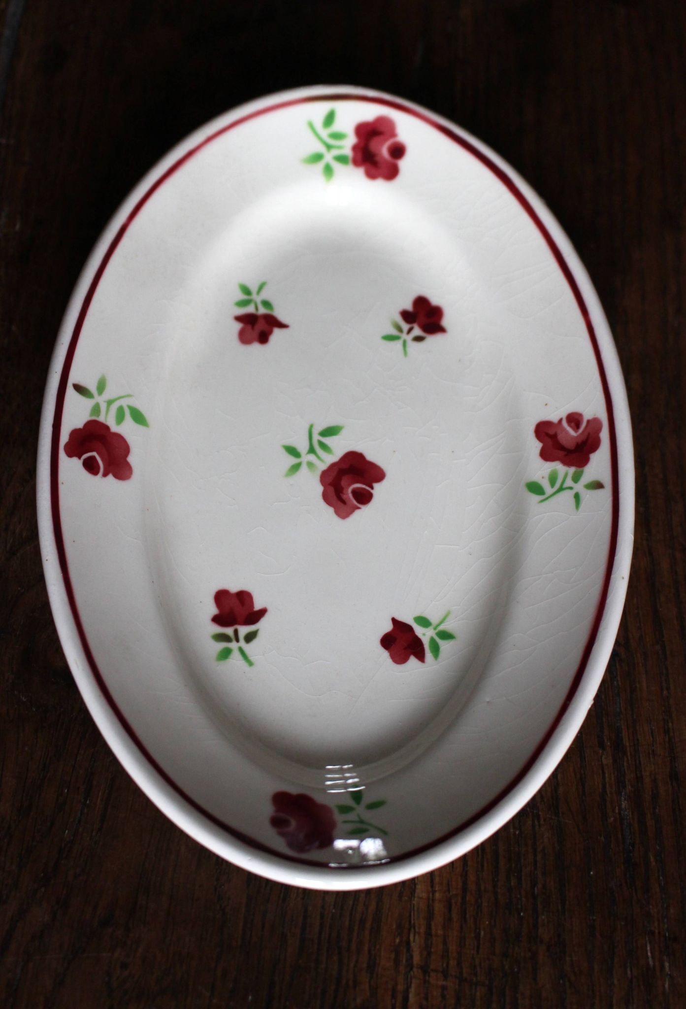 Ravier fleurs rouges Mireille Bandonviller Art Deco