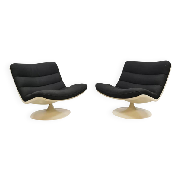 Fauteuil pivotant modèle 975 par Geoffrey Harcourt pour Artifort, tissu noi