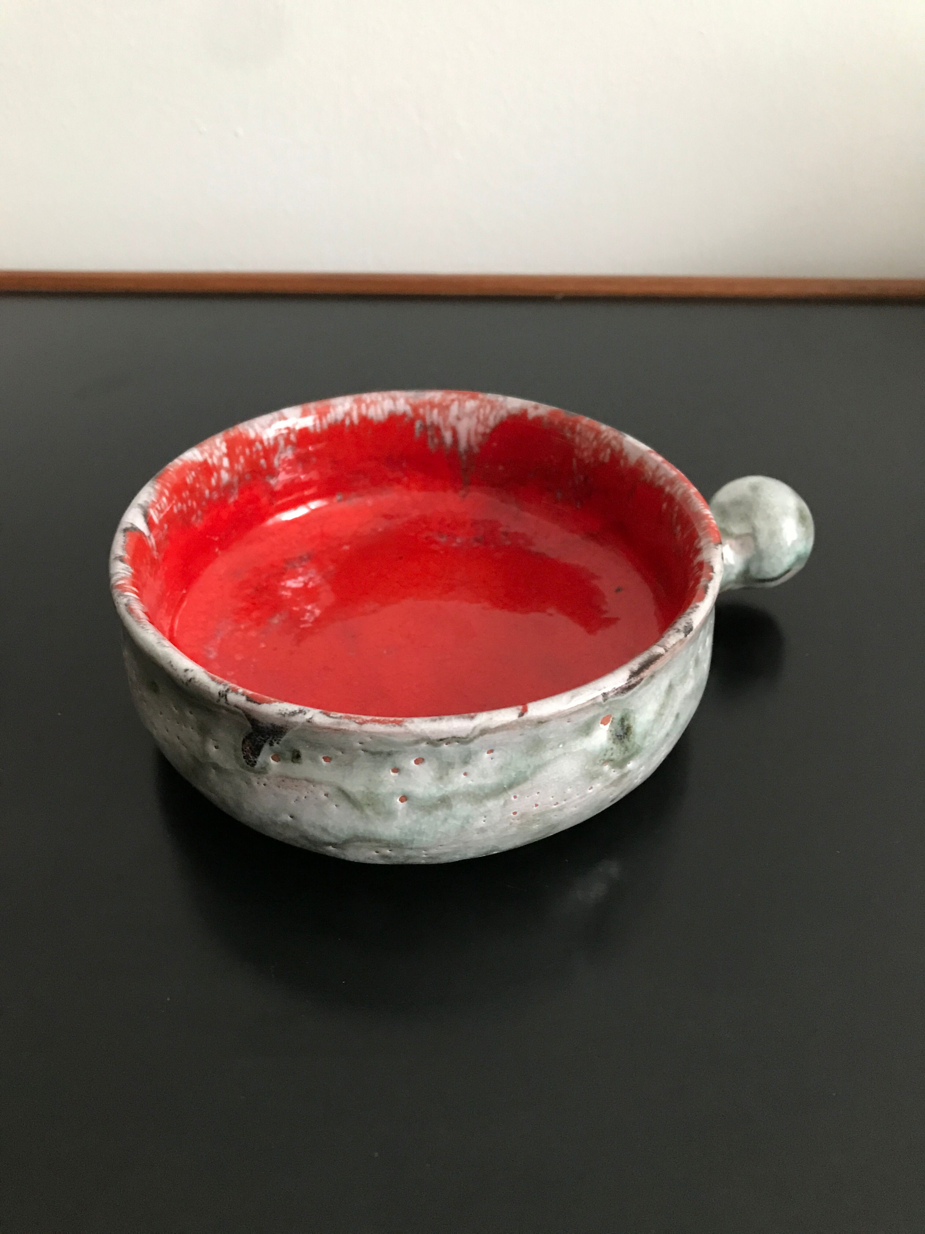 Caquelon, ceramic pan signed Arlette Rioux Juan