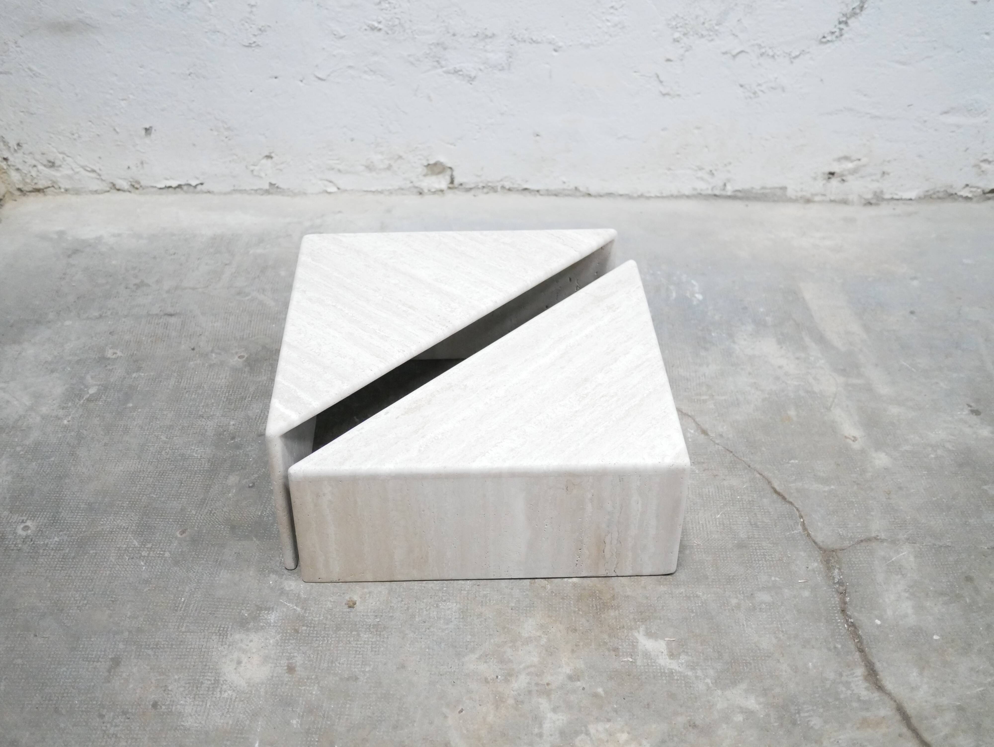 Vintage travertine coffee table published by Roche Bobois