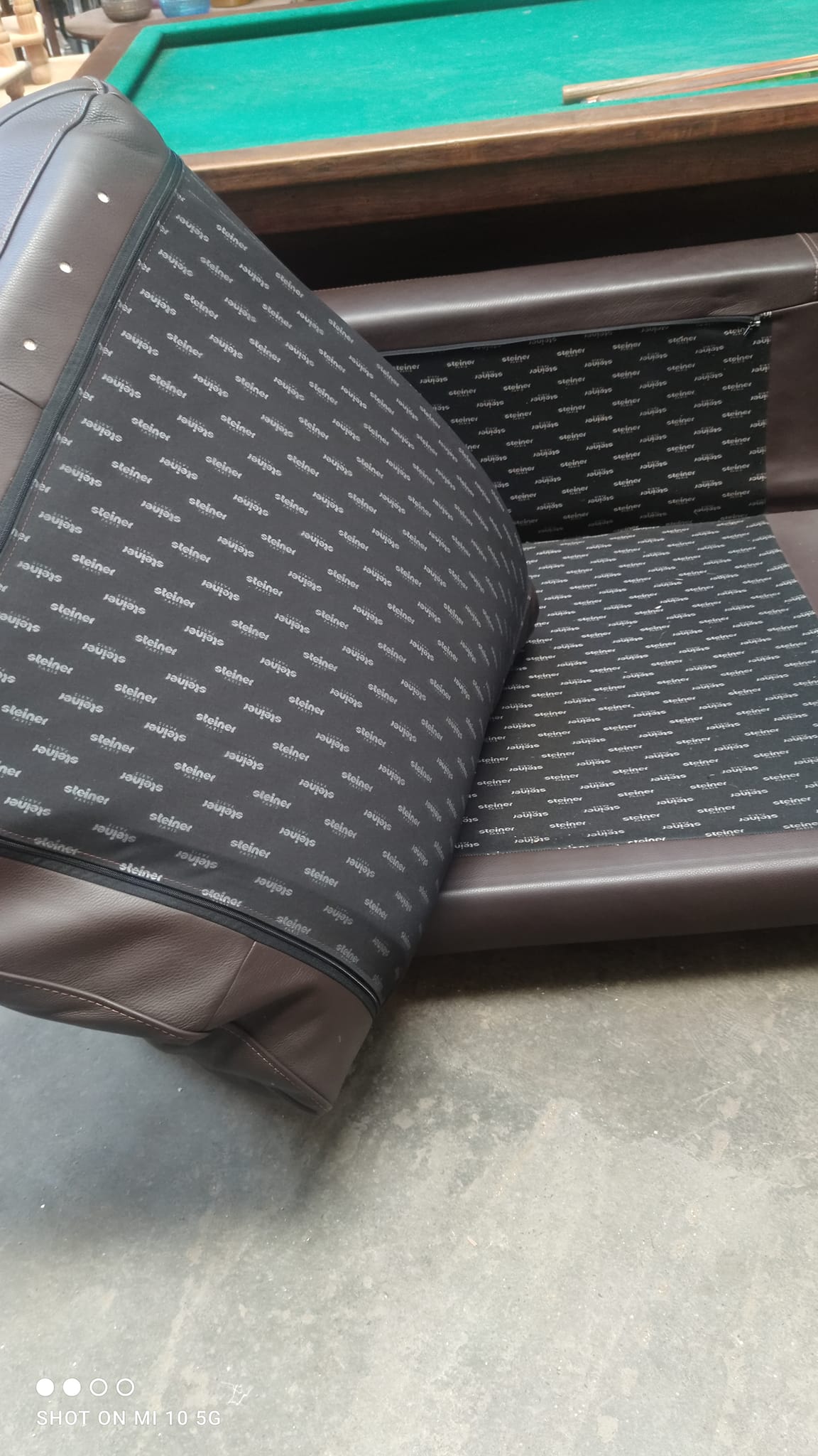 Four-seater sofa in dark brown leather from Steiner by designer Pascal Daveluy, model