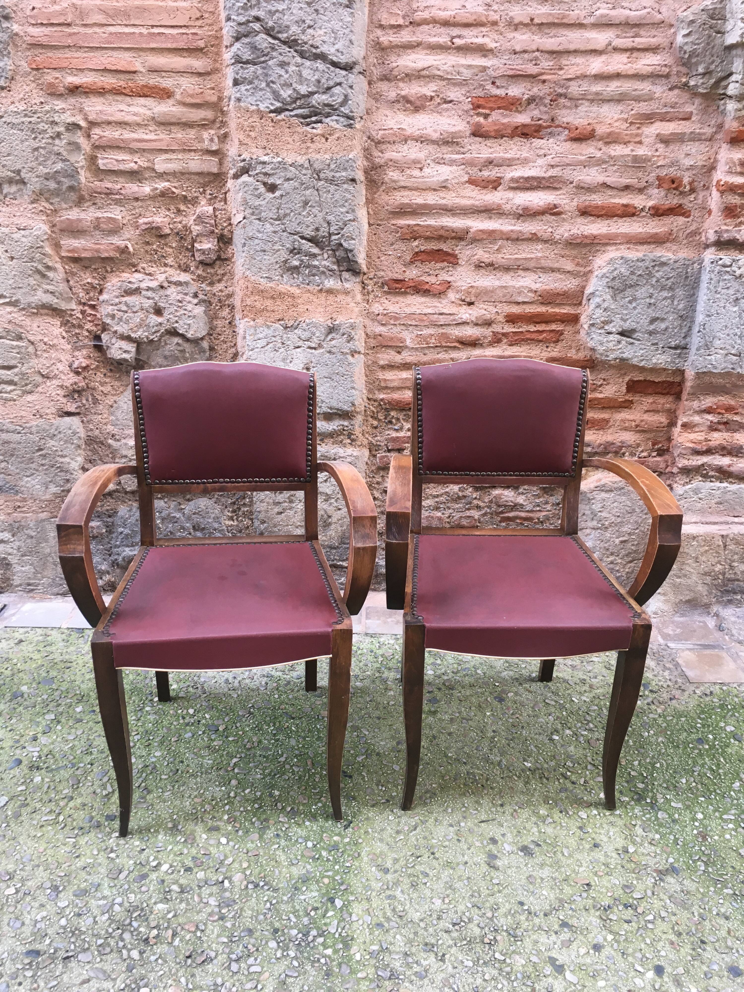 Pair of bridges art deco armchairs