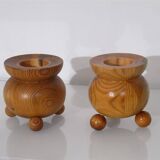 Pair of Swedish wooden candlesticks from the 1970s.