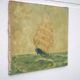 Signed marine painting, oil painting, ship at sea, wall decoration, 40's