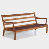 1960s Three seater Danish design sofa with wooden frame made of cherry