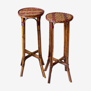 Pair of rattan vintage stool
