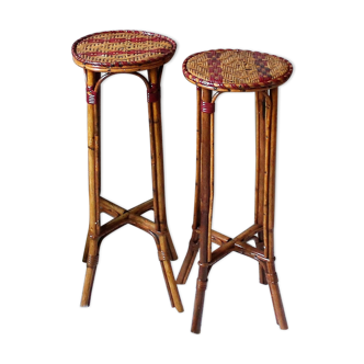 Pair of rattan vintage stool
