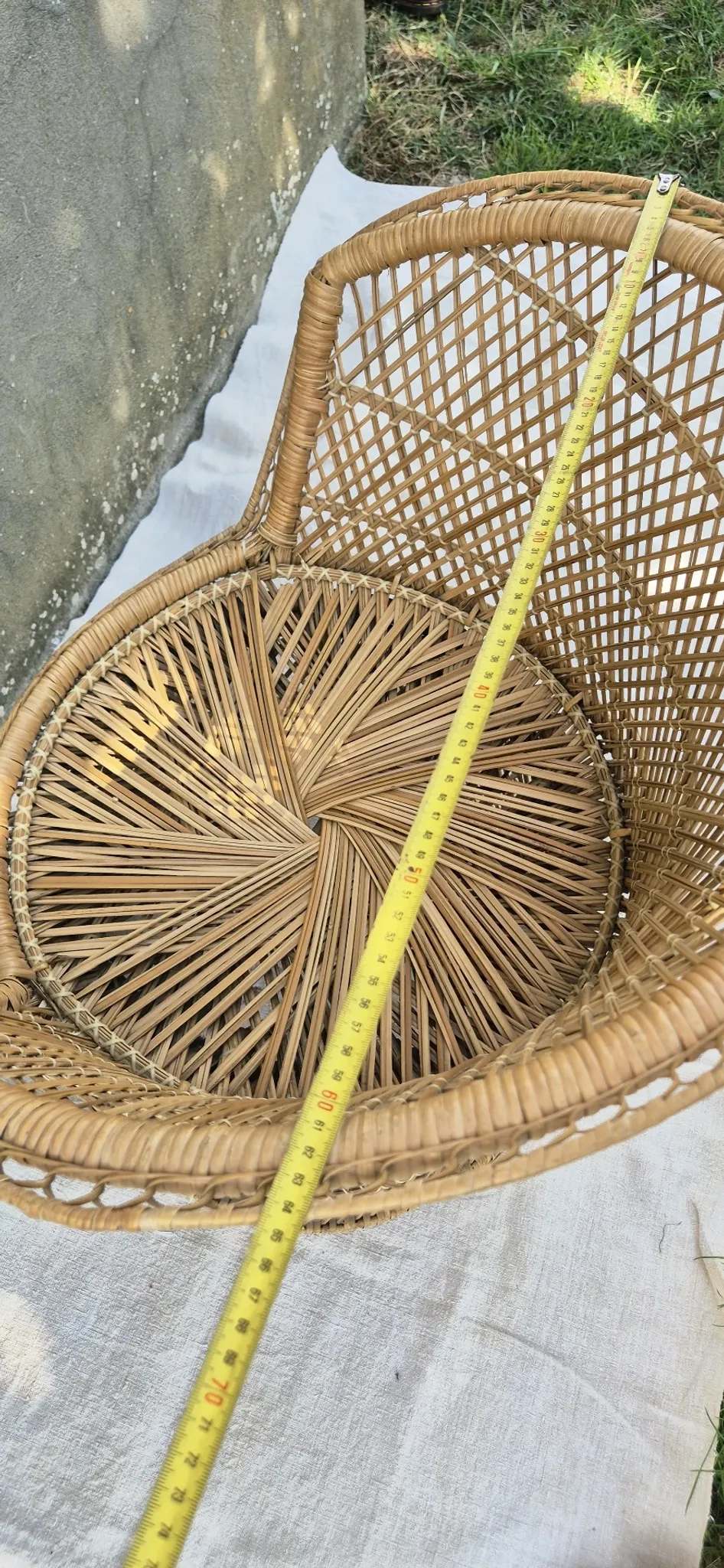 Vintage woven rattan/basket barrel chair
