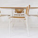Minimalist Modernist dining set 4 wire chairs with maple wood and matching dining table,1980s