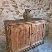 Antique French work cabinet in pine with two doors – rustic country style