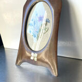 Cadre photo en bois art déco,  en bois intarsia 22,5 cm x 15 cm verre convexe