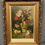 Still life with flowers. Oil on canvas. Artist's signature.