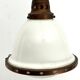 Vintage Industrial chandelier in copper and milk glass. Italy 1950s