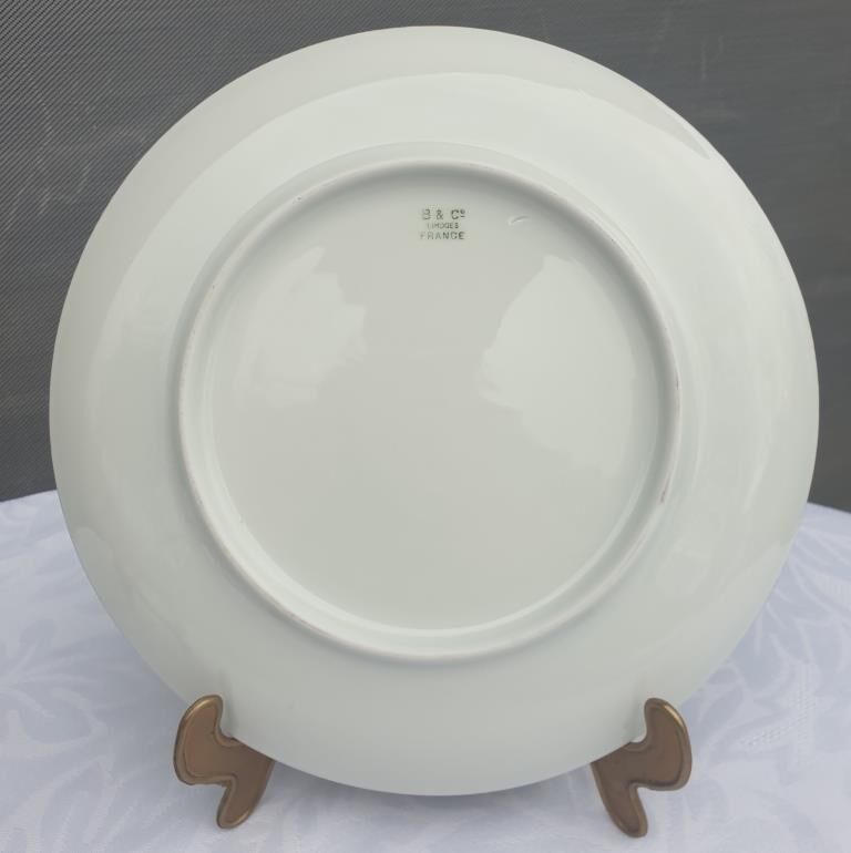 Set 12 plates porcelain fish edge laurel gold Bernardaud