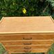 Vintage Scandinavian wooden chest of drawers with herringbone pattern - 4 drawers