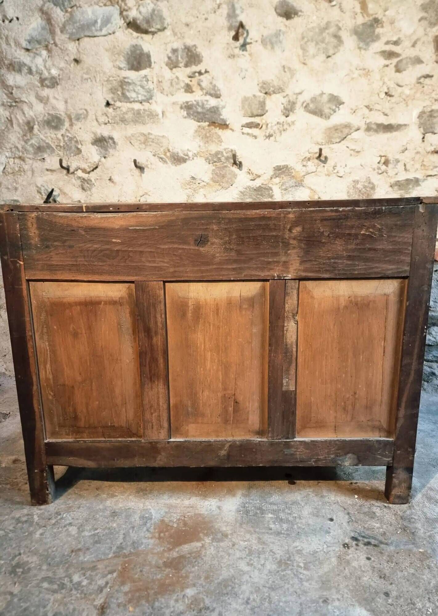 Antique French Walnut Sideboard - 19th Century Buffet with Drawer and Double Doors - Rustic Farmhouse Storage