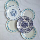 Assiettes plates bleu vintage