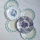Assiettes plates bleu vintage