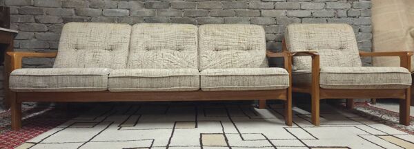 Canapé danois et son fauteuil teck 1970
