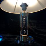 Pair of metacrilic lamps and gold structure