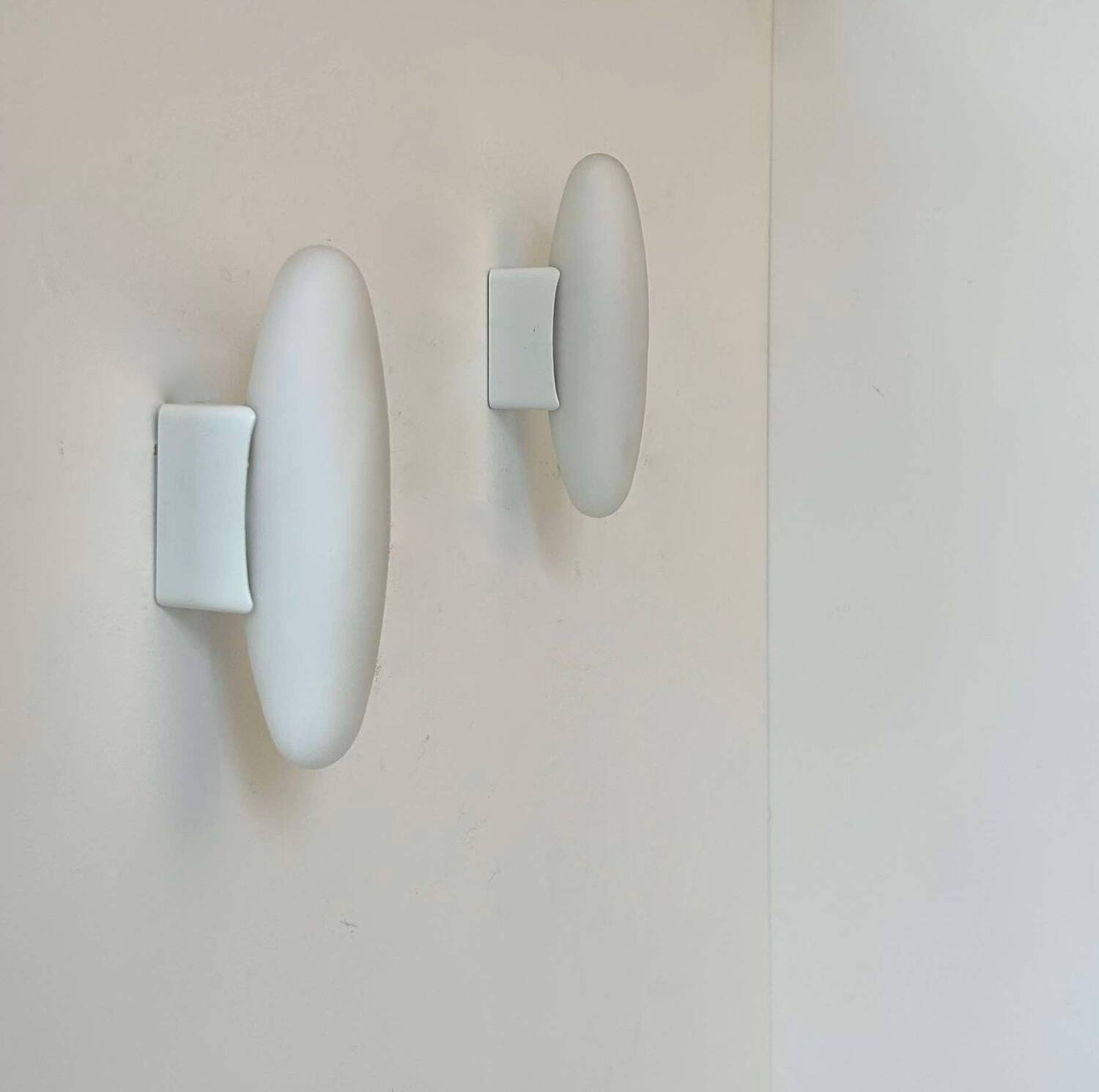 Pair of vintage opaline wall lights, France 1980