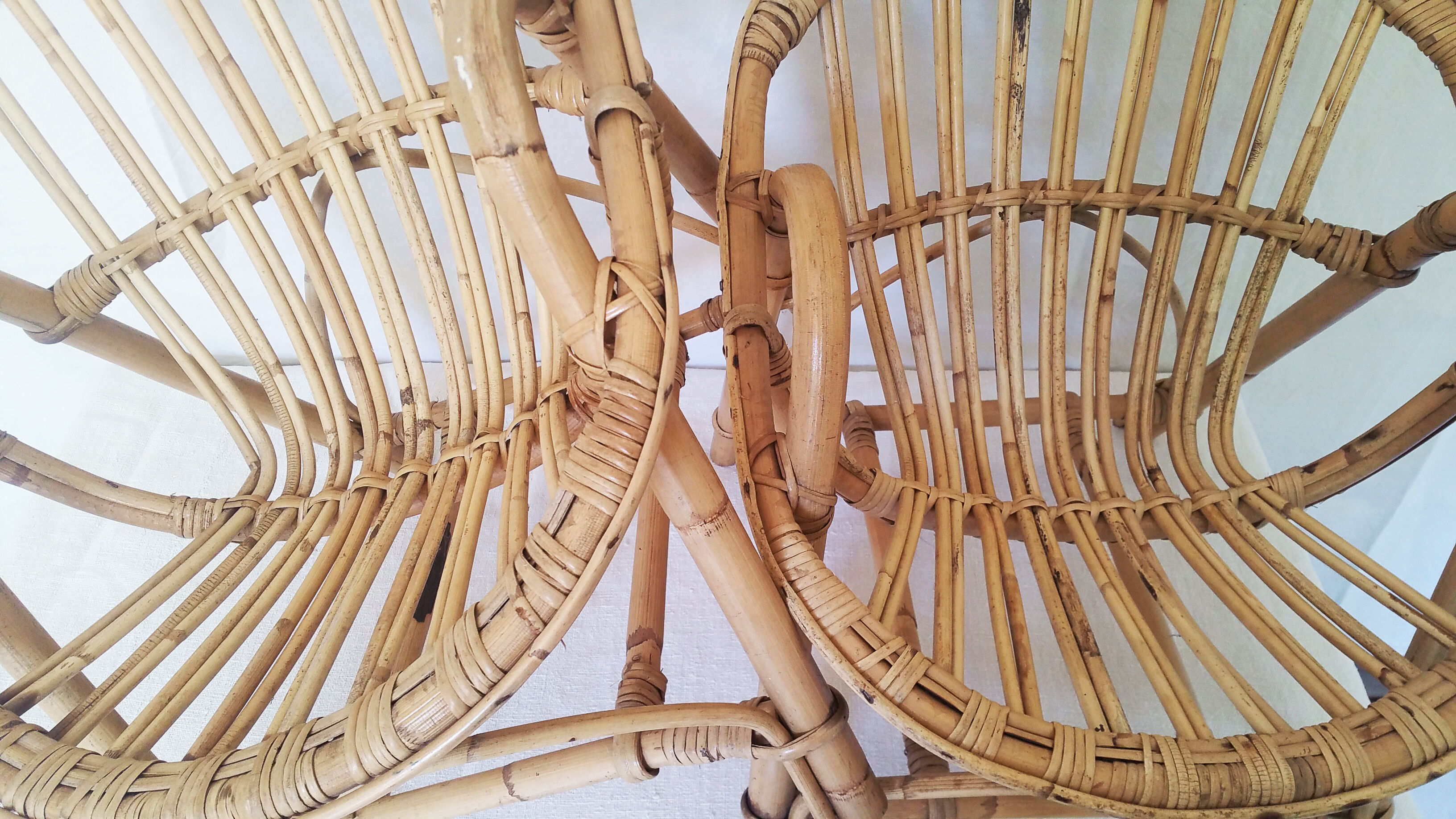 Pair of rattan "shell" armchairs for children